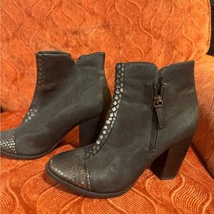 Ina Black and Silver Ankle Boots